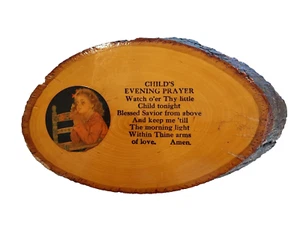 Appendiabiti vintage bambino preghiera sera rustico ricordo 10,5" x 6" legno marrone MO - Foto 1 di 7
