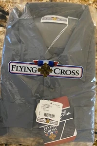 NWT FLYING CROSS COMMAND MEN'S SHIRT SLEEVE SHIRT W/ZIPPER SILVER GRAY 14.5 - Picture 1 of 3