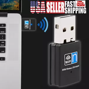 USB Wifi Adapter Dongle 300Mbps Wireless Lan Internet for Desktop Laptop PC - Picture 1 of 8