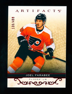 2021-22 NHL Upper Deck Artifacts Base Joel Farabee Ruby Parallel /499