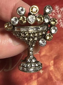 Heidi Daus signierte Kristall Champagner Glas Blasen Feier Brosche Anstecknadel ^ - Bild 1 von 8