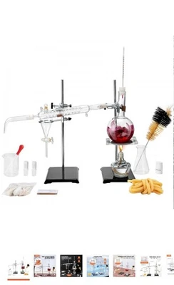 VEVOR Essential Oil Distillation Kit, 500ml Distillation Apparatus, 3.3 Boro Lab - Image 1 of 4