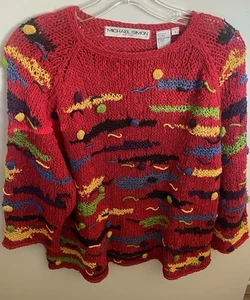 RAR Michael Simon 1993 bunte Strickjacke Vintage Pullover Gr. 2 - Bild 1 von 7