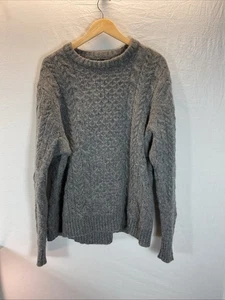 Duluth Trading Shetland Wool Fisherman Sweater Men XL Gray Pullover Cable Knit - Picture 1 of 6