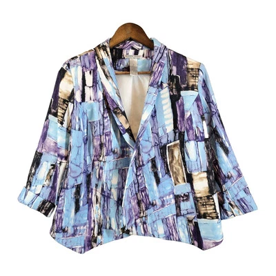 Blazer Alberto Makali Vintage Abierto Manga Puño Abstracto Artístico Funky Multicolor L Foto 1 de 4