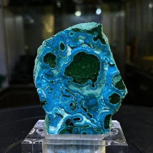 1.1LB A++ Natural silicon malachite quartz crystal Mineral specimen +stand - Picture 1 of 6