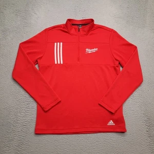 Adidas Milwaukee Tools Pullover Size Medium Red White 1/4 Zip Jacket Long Sleeve - Picture 1 of 8