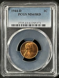 1944-D 1C RD Lincoln Wheat One Cent PCGS MS65RD 61295373 - Bild 1 von 2