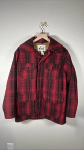 Vintage Woolrich Jagdjacke rot schwarz Büffel kariert Wolle - Bild 1 von 8