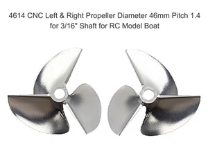 4614 CNC Left & Right Propeller Diameter 46mm Pitch 1.4 for 3/16" Shaft RC Boat - Picture 1 of 10