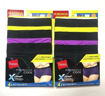 Hanes X-Temp Boy Shorts Cool Comfort Women Panties Underwear 8 Pairs Size M/6 - Image 1 of 4