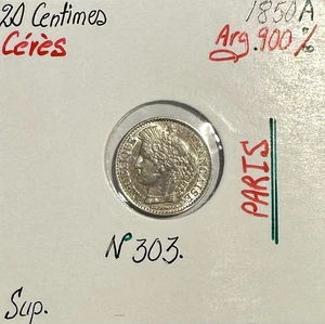 20 CENTIMES CERES - 1850A - Monnaie en Argent // Qualité : SUP - Picture 1 of 2