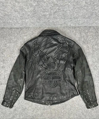Chaqueta de cuero de colección Harley-Davidson MW Shadow City Tachonada Eagle 97061-03VW 292 Foto 1 de 4