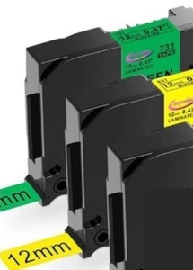 TZ-231 TZe-231 PT-D210 4:Brother PTouch 12mm Label Maker Tape White,Yellow,Green - Picture 1 of 2