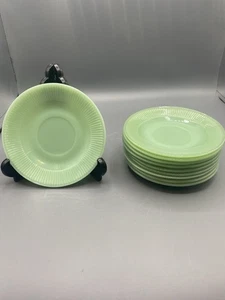 (10) Anchor Hocking Fire King Jadeit 5,75 Jane Ray Untertassen mit Jane Ray Rücken - Bild 1 von 6