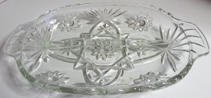 Anchor Hocking Early American Prescut Clear 10" Oval 2 Part Divided Relish Dish - Picture 1 of 6