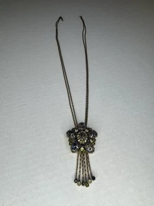 Juliana D&E Black Millefiori/Harlequin Art Glass Pendant Necklace Vintage HTF - Picture 1 of 11