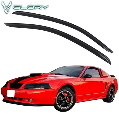 Fits 94-04 Ford Mustang Coupe Acrylic Tape On Window Visors Rain Guard Deflector - Image 1 of 4