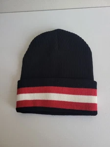 Berretto Evereve in maglia a costine a righe nere nuovo - Foto 1 di 4