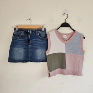 Abercrombie Knit Vest & Mini Boden Denim Skirt Lot - Girl's 11-12 EUC - Picture 1 of 10