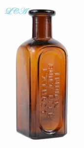 DEEP amber INDIAN Root Beer extract ORIGINAL antique BIM bottle blown W/ error - Picture 1 of 3
