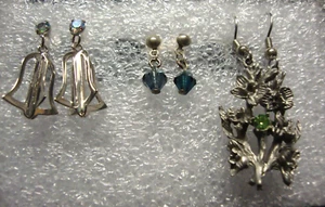 3 pair Pierced Earrings Costume Jewelry Faux Gems - Picture 1 of 5