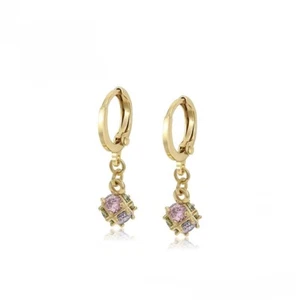 Ohrringe Creolen  klein Damen Mädchen Zirkonia bunt  14K vergoldet  NEU! - Bild 1 von 3