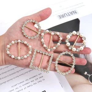 Pearl Rhinestone Buckle Corner Knot Buckle Ring Waist Buckle Light Luxury c - Picture 1 of 21