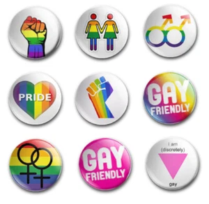 25mm LGBT PRIDE BUTTON BADGES X9 SET 2 GAY PRIDE - Foto 1 di 1
