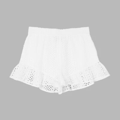 Emporio Armani Ivory Broderie Anglaise Lace Shorts | IT 40 | UK 8 - Image 1 of 4