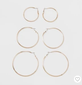 A New Day Women's Gold Color Large Hoop Earrings 3 pairs new - Picture 1 of 3