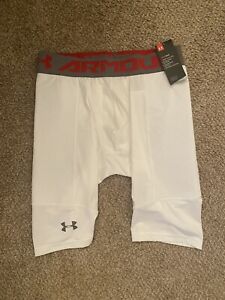 Under Armour Men's Heat Gear Utility Shorts, White/Red, Large, Free Shipping!