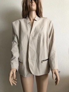 Damenjacke neu ohne Etikett Nine West Übergröße beige vorne offen Stretch-Krepp Größe 24W - Bild 1 von 3