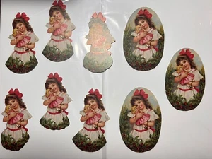 LOT of 9 Victorian Die Cut SCRAPS from Postcards, Christmas Child & Toy - Bild 1 von 5
