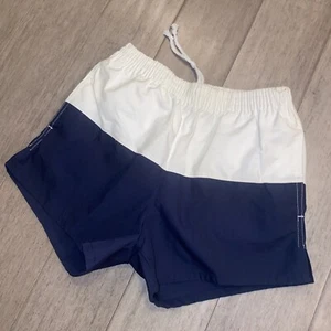 Vtg 70s 80s Swim Trunks Athletic Navy White Running Shorts 3" NOS NEW Mens Small - Picture 1 of 6