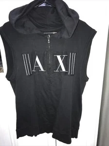 ARMANI EXCHANGE A/X Weste sportlich LARGE gesticktes Logo Kapuze Baumwolle schwarz - Bild 1 von 6