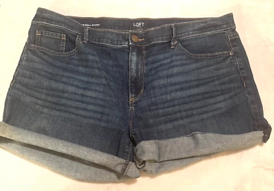 Pantalones Cortos Vaqueros Azul Loft Mujer 16 Denim Roll Puños Mamá Clásicos Foto 1 de 4