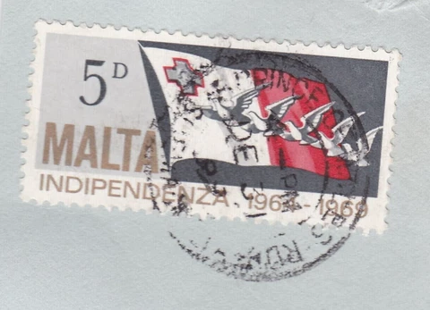 Sliema Prince of Wales cancel Malta on 1969 Flag of Malta 5d  SG 423 VGC Cover