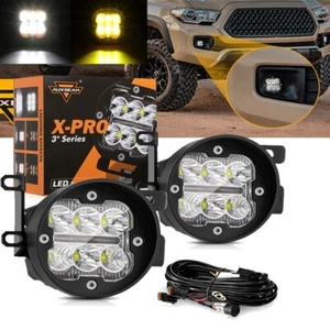 AUXBEAM 3" LED Fog Lights White & Amber Pods For Toyota Tacoma 4 Runner Tundra - Foto 1 di 12