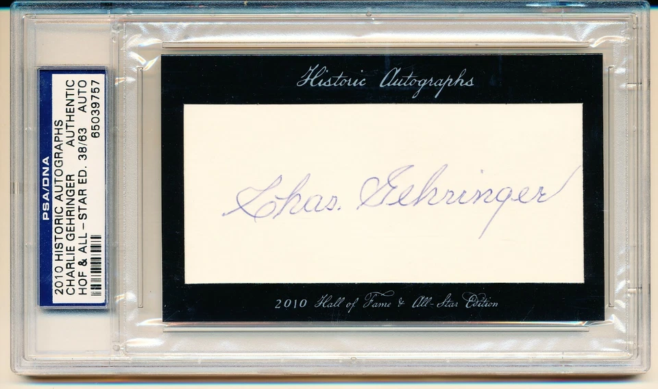 2010 HOF & Allstar Ed Charlie Gehringer 38/63 Signed Card PSA/DNA Auto - Image 1 of 1