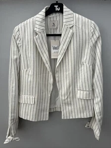 Women’s TU Cotton Linen Rich Jacket Size 8 Cream Mosaic New With Tags - Picture 1 of 10