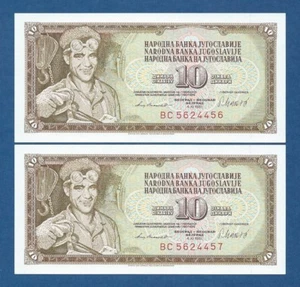 YUGOSLAVIA -- PAREJA 10 DINARA ( 1981 ) -- UNC -- PICK 87b . - Picture 1 of 2