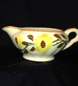 BLUE RIDGE SOUTHERN POTTERIES COUNTRY ROAD VARIANT GRAVY BOAT YELLOW FLOWERS - Picture 1 of 9