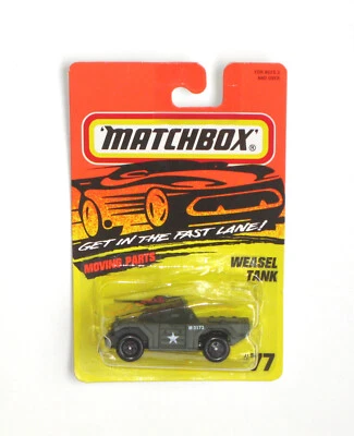 Vtg 1995 Matchbox Get in the Fast Lane! Die-Cast Weasel Tank #77, New in Package - Image 1 of 3