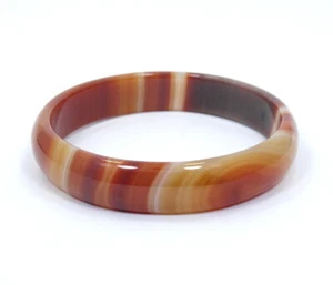 VINTAGE CARNELIAN Stone Agate  Bangle Bracelet 8 1/4" Circumference  - Picture 1 of 6