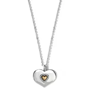 NWT Brighton Love Beyond Words Silver Gold Heart Reversible Necklace $68 - Picture 1 of 3
