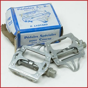 NOS LYOTARD 23 PEDALS QUILL VINTAGE RACING ROAD BIKE BICYCLE OLD SILVER 9/16 - Picture 1 of 7