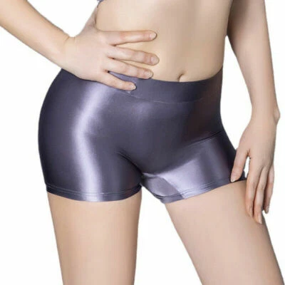 High Glossy Short Leggings Cycling Fitness Running Gym workout Glitter Shorts - Image 1 of 4