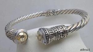 ATI Sterling Hinged Cuff Bracelet with 14K Accents and lovely Scrollwork - Picture 1 of 7