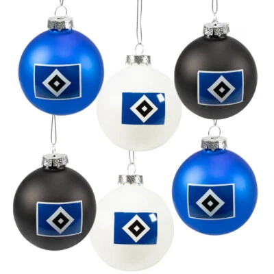 HSV Christbaumkugeln Weihnachtsbaumkugeln Weihnachtskugeln 6er-Set Fanartikel